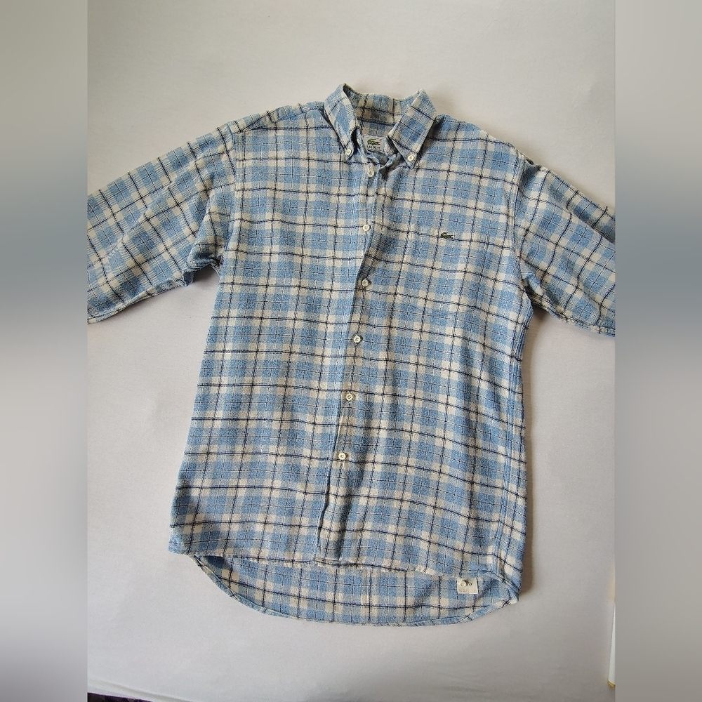 Lacoste Blue Plaid Men's Shirt Size 38